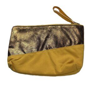 Ipsy Yellow and Shiny Gold Cosmetic Bag